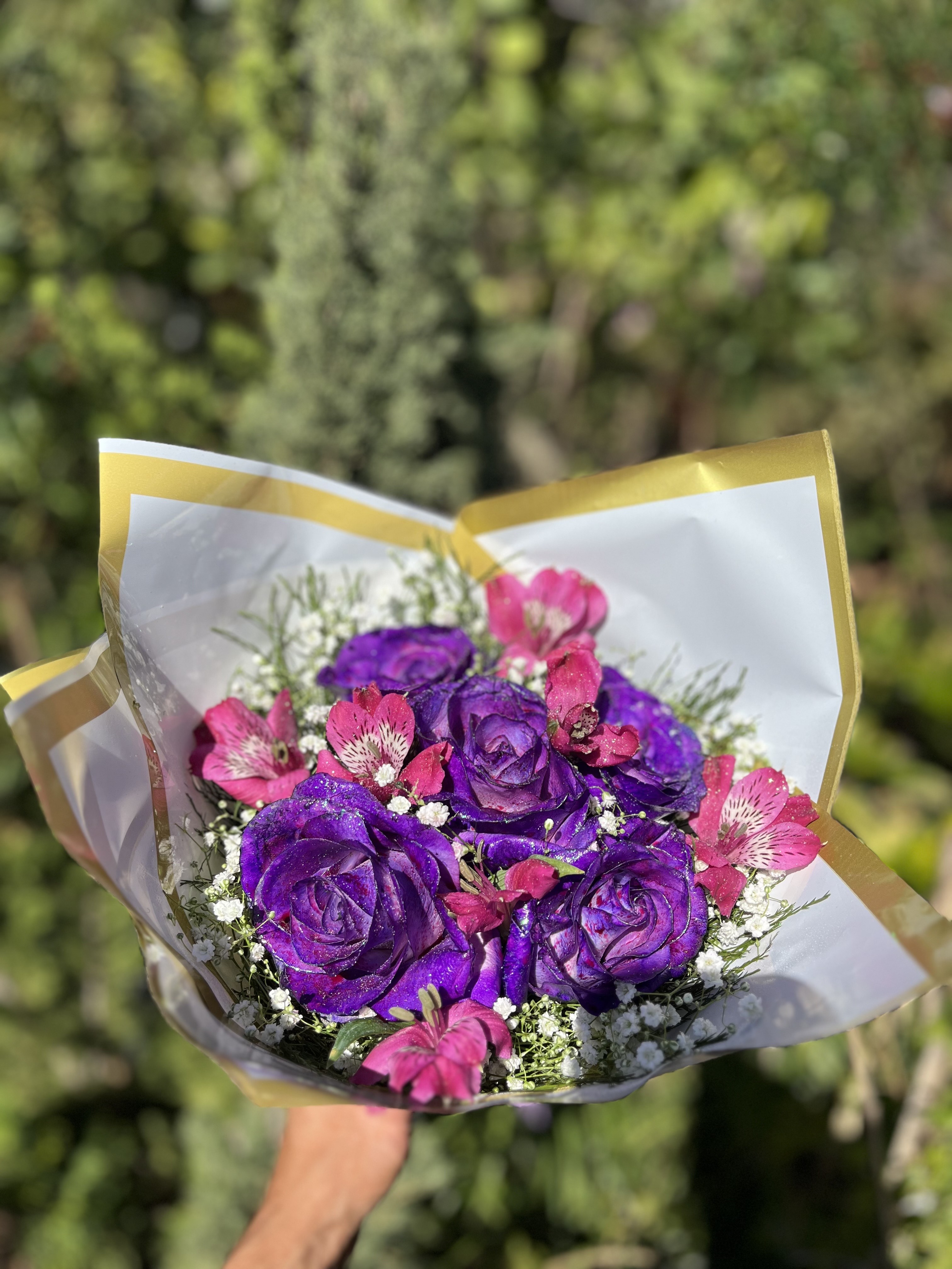 Buquê de rosa lilás 